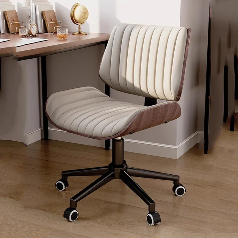 Desk Rolling Office Chair Lightweight Backrest Relaxing Wooden Office Chair Reading Study Vanity Silla Oficina Library Furniture