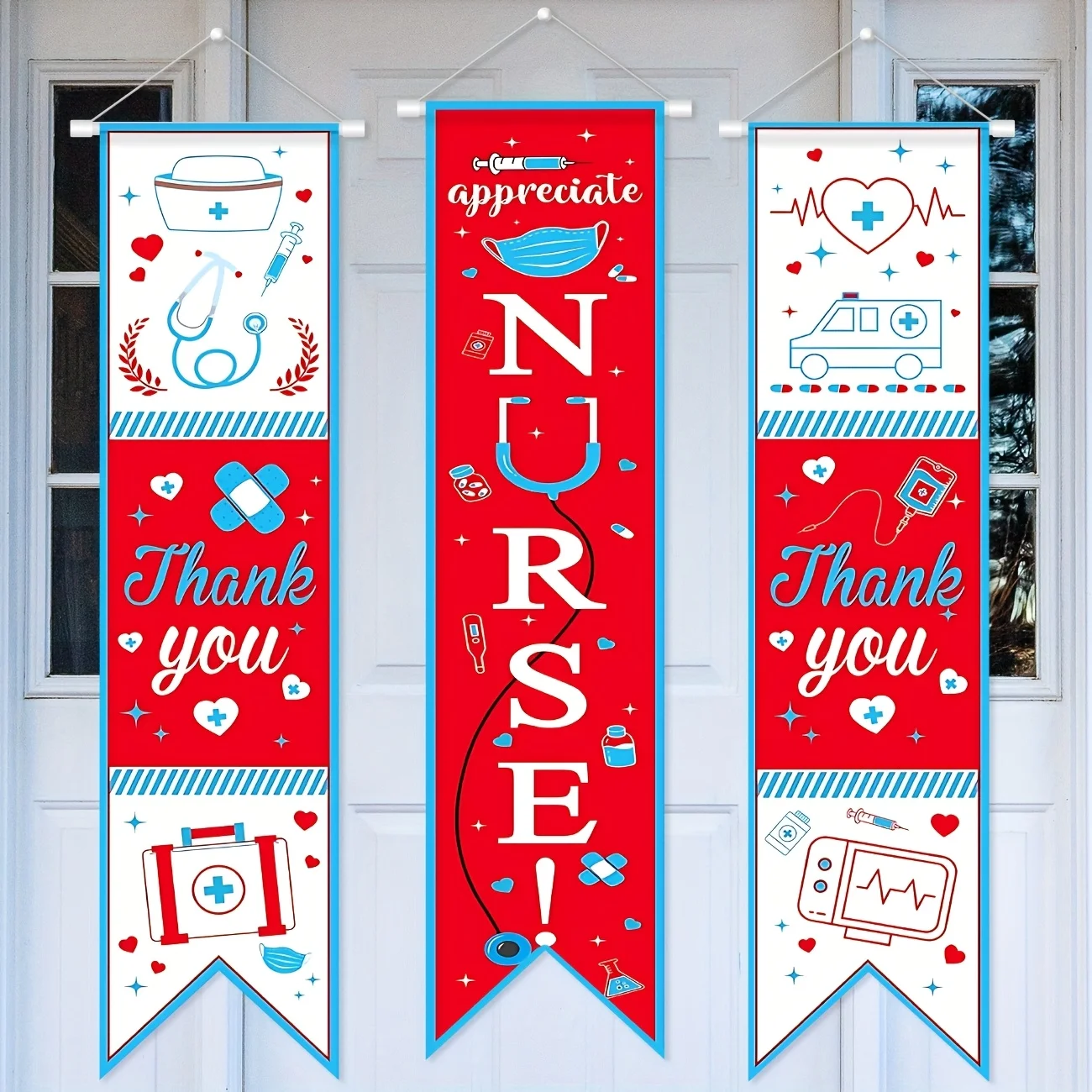 3 قطعة شكرا لك الممرضات لافتات الباب العمودي الممرضات التقدير أسبوع معلقة لافتات الباب شكرا لك ممرضة زينة الحفلات #1