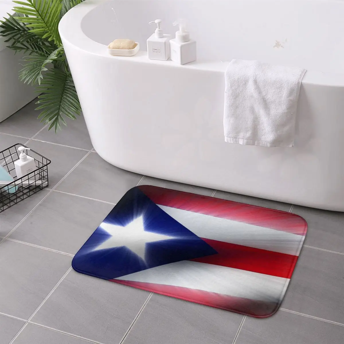 

Puerto Rico Flag Non-slip Doormat Floor Mat Carpet Rug for Kitchen Entrance Home Bedroom Footpad Mats