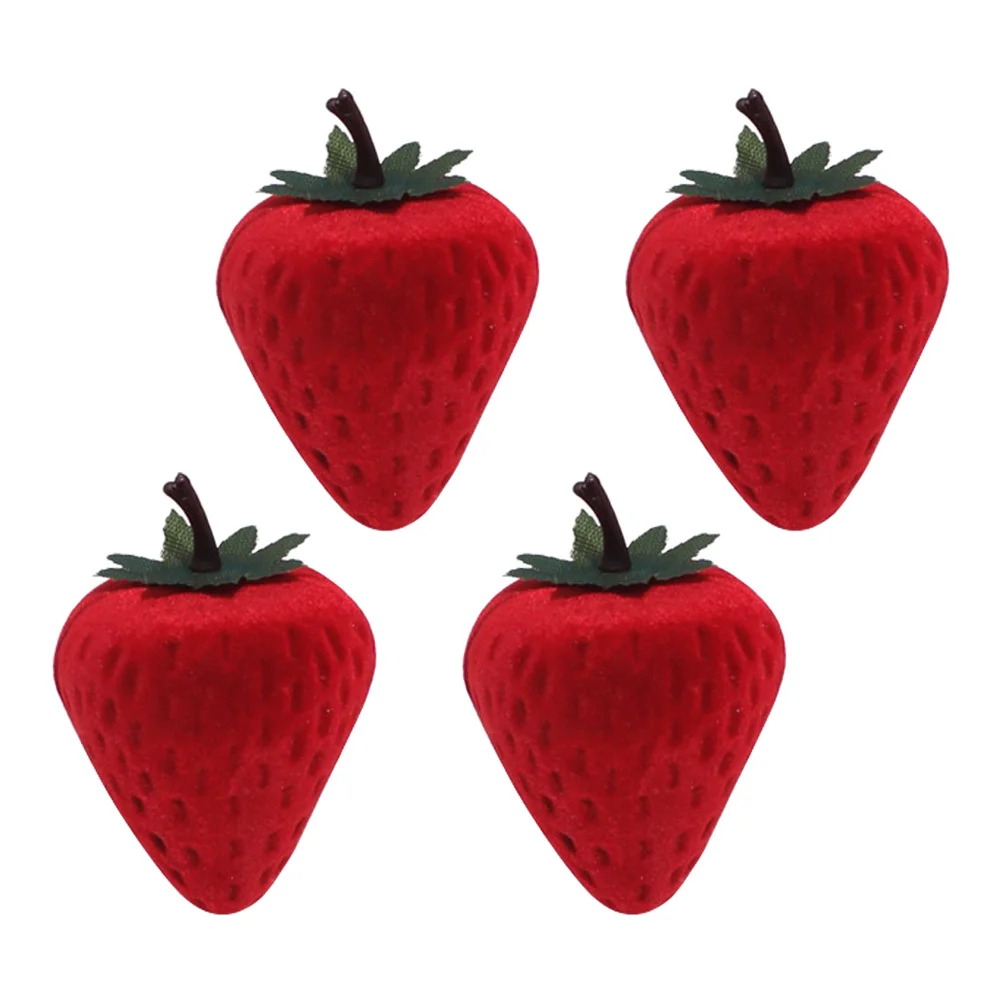 

4Pcs Strawberry-Shaped Ring Box for Wedding Engagement Proposal Jewelry Organizer Gift Case for Rings Earrings Necklace