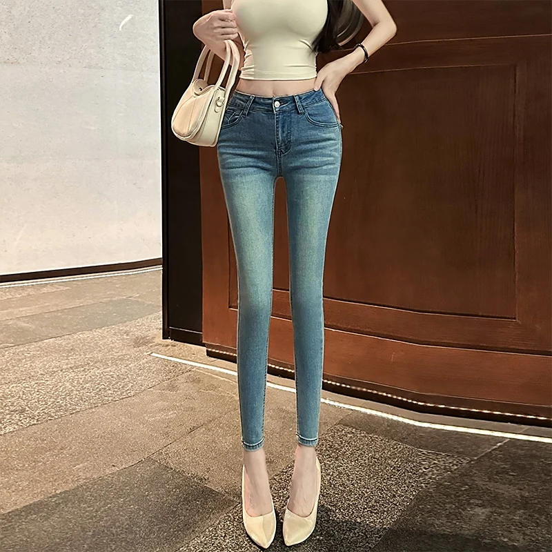 Women's Summer Autumn Sexy Hip-enhancing Side Padded Skinny Ankle Length Pencil Jeans Lady Streetwear High Waist Slim Jeans