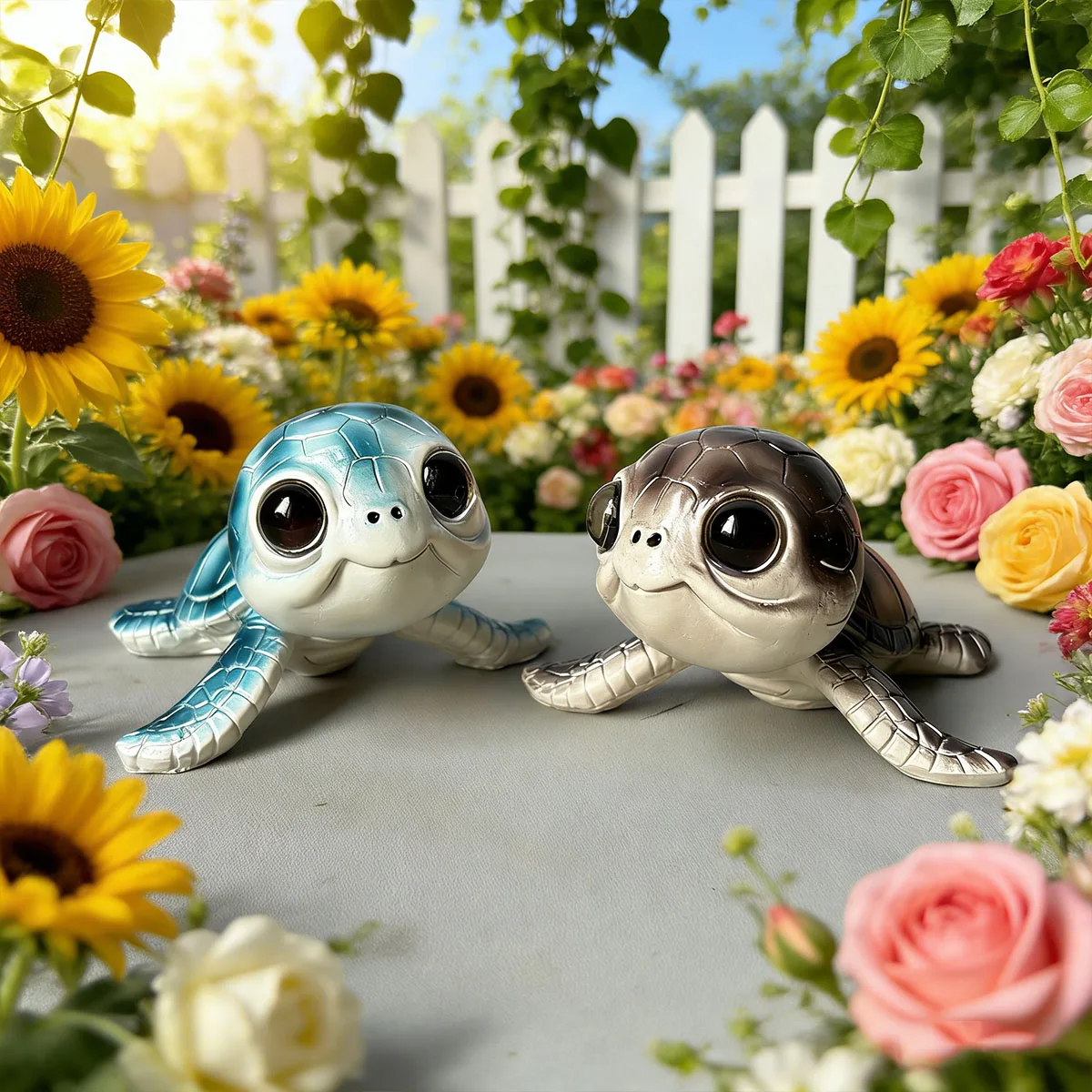 Cute Cartoon-Style Baby Turtles, Mini Resin Ornaments - Indoor/Outdoor Decoration for Living Room, Bedroom, and Tv Cabinet