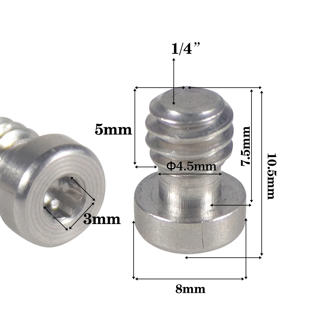 1/4"-20 Edelstahl Sechskant Innensechskant Adapter Schnellspannschraube für DSLR-Kameras Rig Flash Mikrofon Lichtzubehör – Detail 5