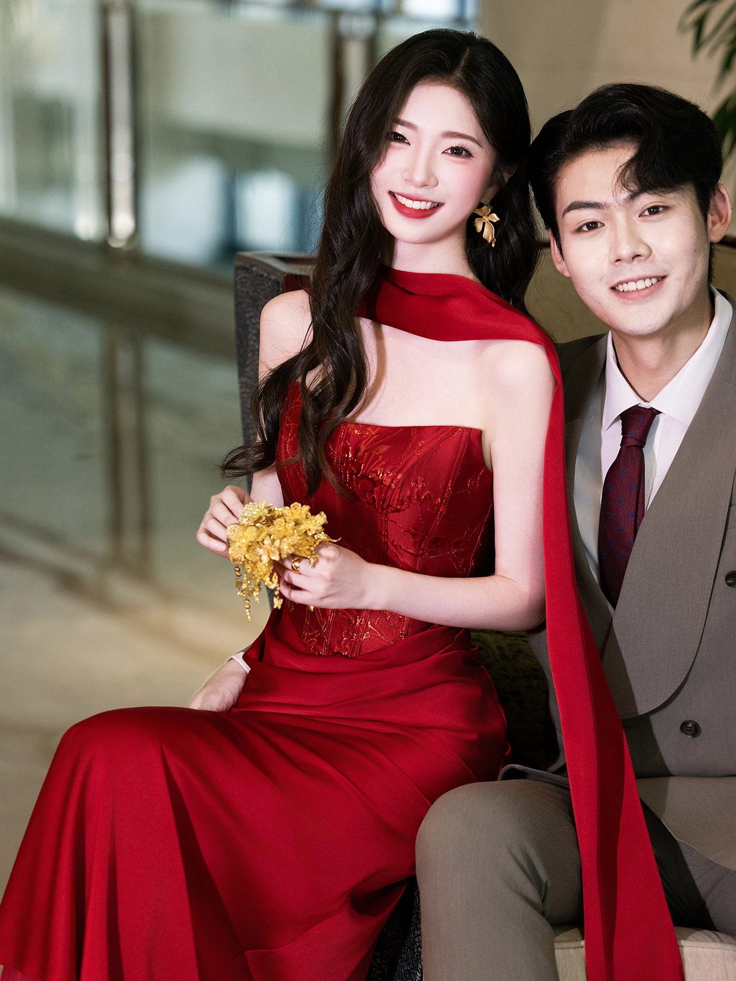 

Red Wedding Dr Ele Fi Tail Bridesmaid Gown Faionable Strapl Long Evening Gown for Engagement Par And Performance