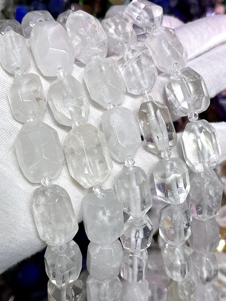 

High Quality Natural White Crystal Irregular Faceted Loose For Jewelry Making DIY Necklace Bracelet 15''13x18mm