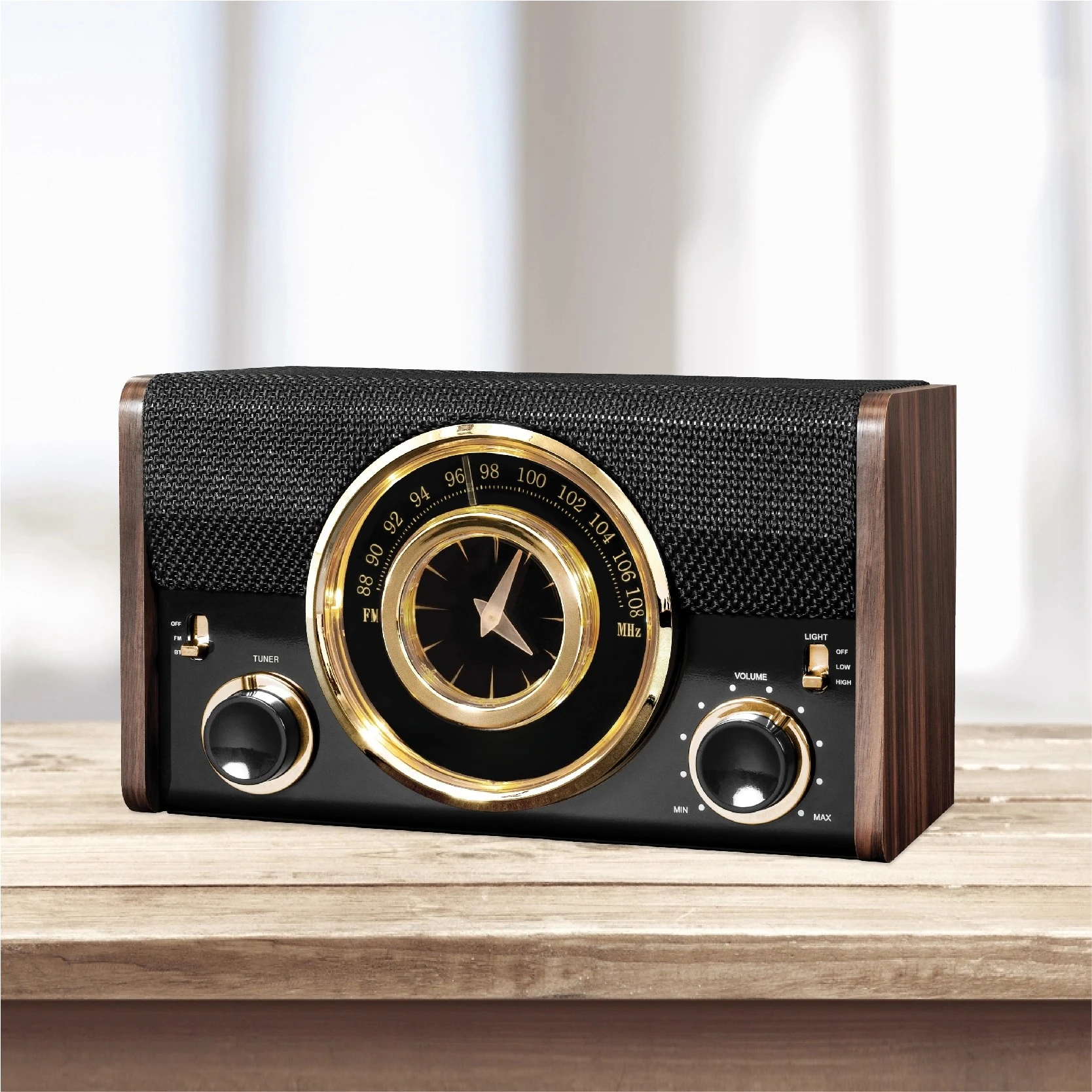 

Винтажный деревянный Bluetooth-динамик FM-радио Встроенный домашний настольный динамик