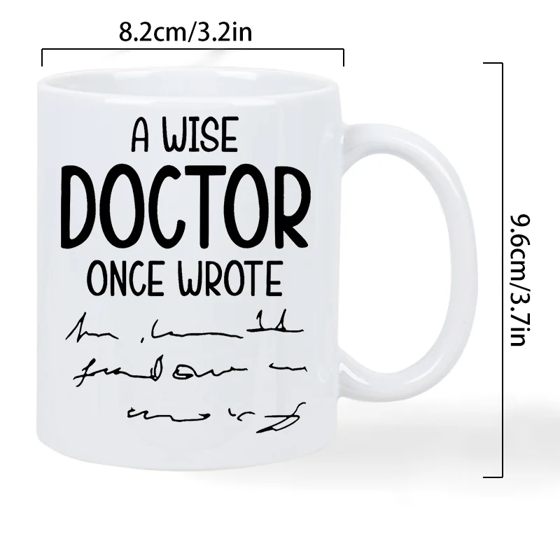 قطعة واحدة، كوب قهوة من السيراميك من Wise Doctor Quote سعة 11 أونصة - كوب فقط قابل لإعادة الاستخدام لغسل اليدين للمشروبات - متعدد الأغراض، لا حاجة للكهرباء