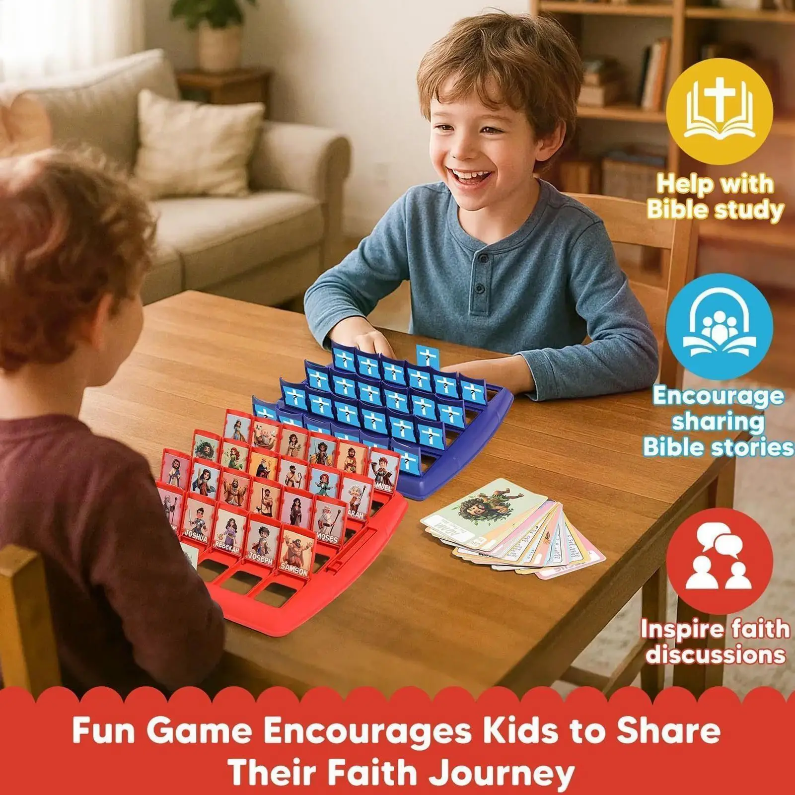 

2 Player Who I Am Bible Board Games for Kids Classic 24 Characters Interactive Learning Toys Home Daily Family Time Birthdays