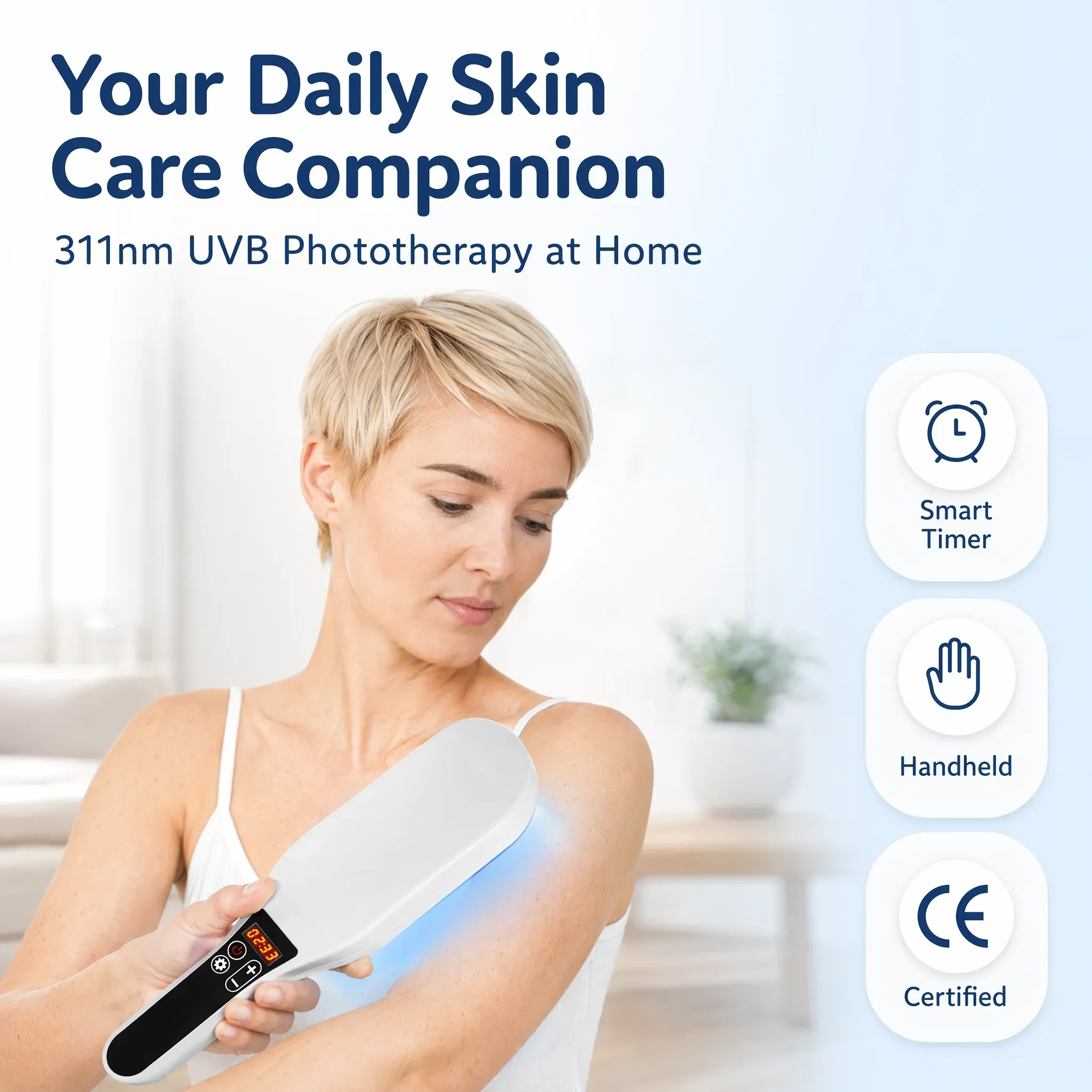 Professional Handheld 311nm UVB Skin Care Lamp Double Tube Precise Wavelength Household Local Skin Maintenance Machine