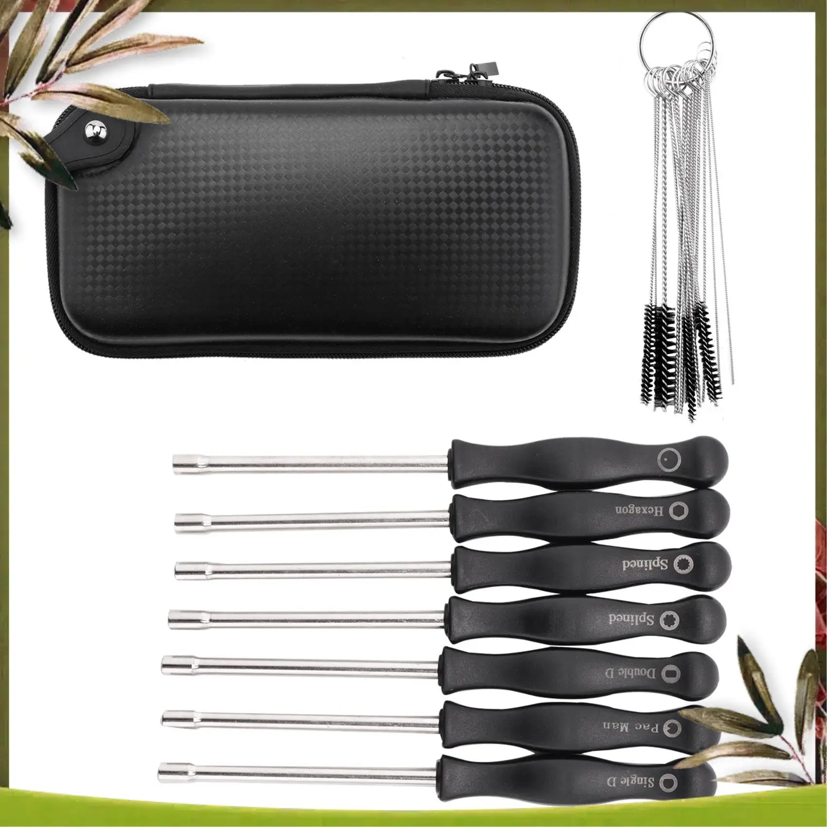 AB98-11Pcs Carburetor Adjustment Screwdriver Tool Kit With Carb Cleaning Needles Brushes Fit For Common 2 Cycle Carburator