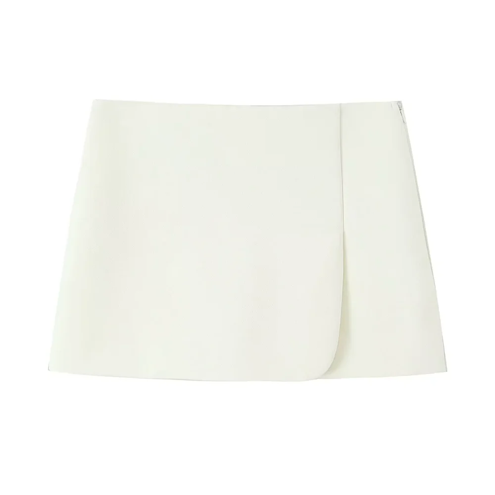 ملابس نسائية صيفية جديدة BM&MD&ZA2025 بسيطة غير رسمية متعددة الاستخدامات على طراز الركاب بلون سادة شورت تنورة غير متماثلة #2