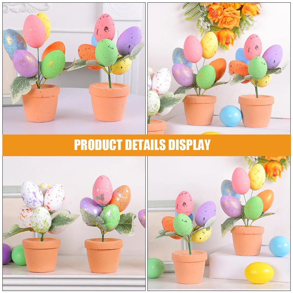 

Easter Decorations Plant with Eggs Simulated Potted Setting Props Artificial Mini Bonsai