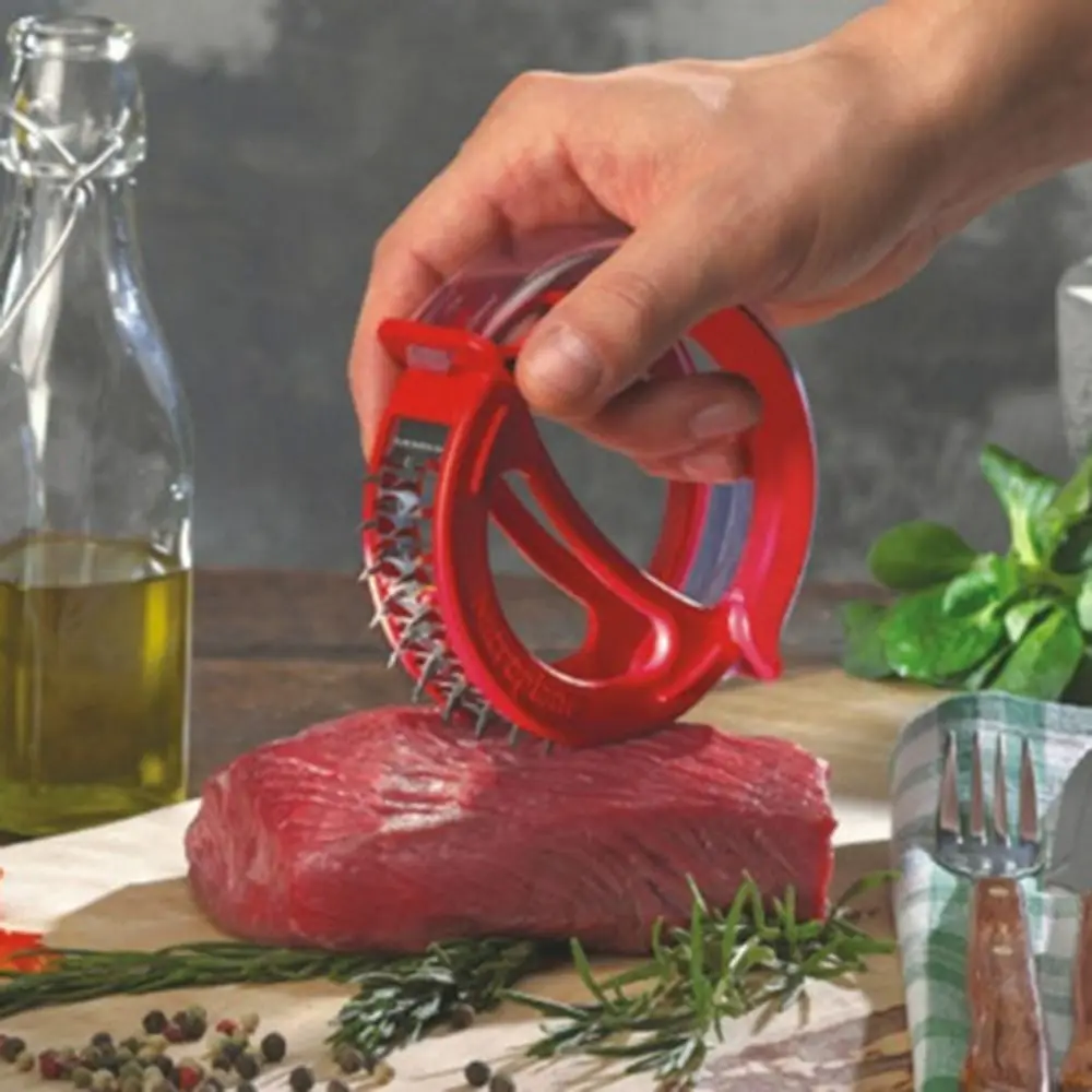 Stainless Steel 48-Blade Meat Tenderizer Handheld with Cover Loose Meat Needle Rust-proof Ring Shaped Meat Loosener Beef