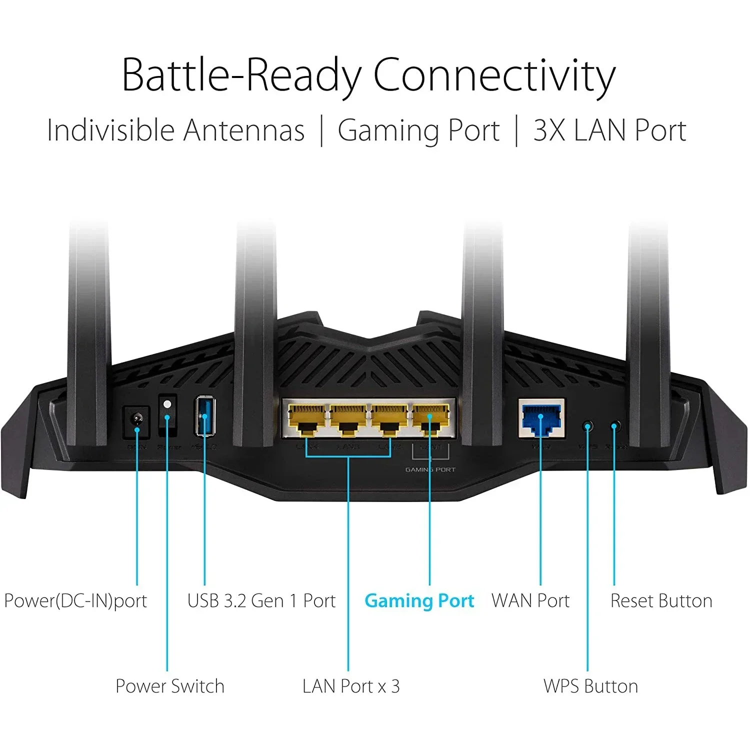 ASUS RT-AX82U Dual Band WiFi 6 Game Router Game Port Mobile Mode Aura RGB AiProtection Pro Secure Instant Protection VPN