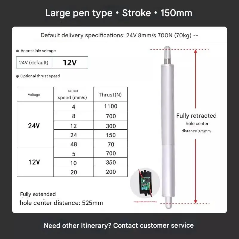 

150/200/250mm Pen-Style Electric Linear Actuator | 1100N High-Thrust Telescopic Rod