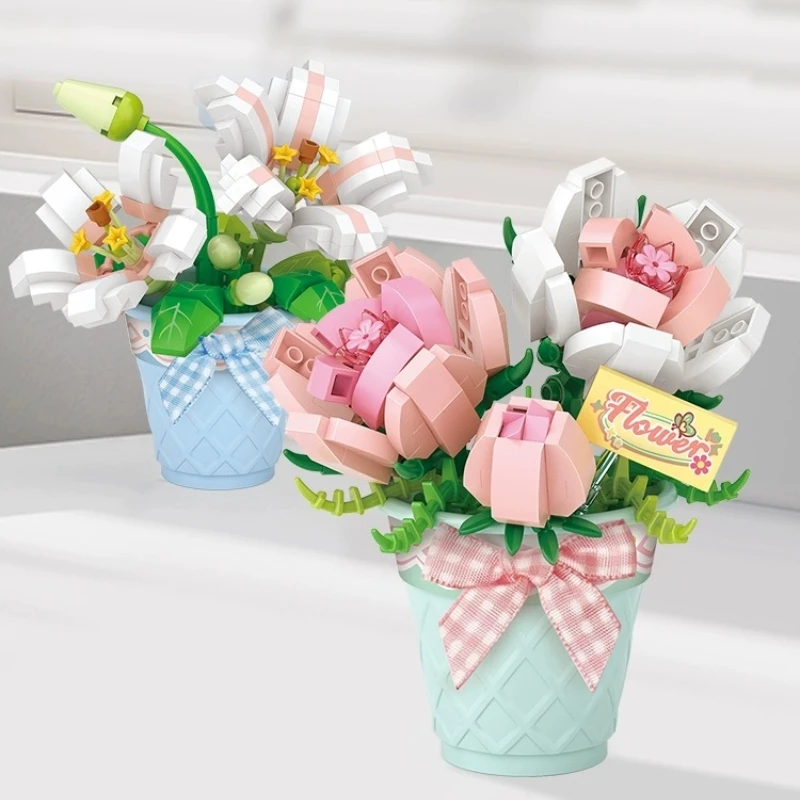 LOZ Mini-Blöcke für Kinder, Bauspielzeug, DIY-Steine, süße Blumentopfpflanzen, Puzzle, Mädchen, Geschenk, Heimdekoration, 8831, 8832, 8833, 8834, 8835–8838