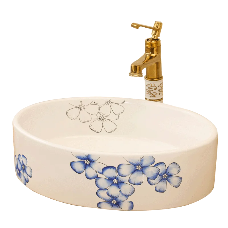 

Ceramic basin, bathroom, artistic basin, basin on the table, creative simplicity, painted bathroom