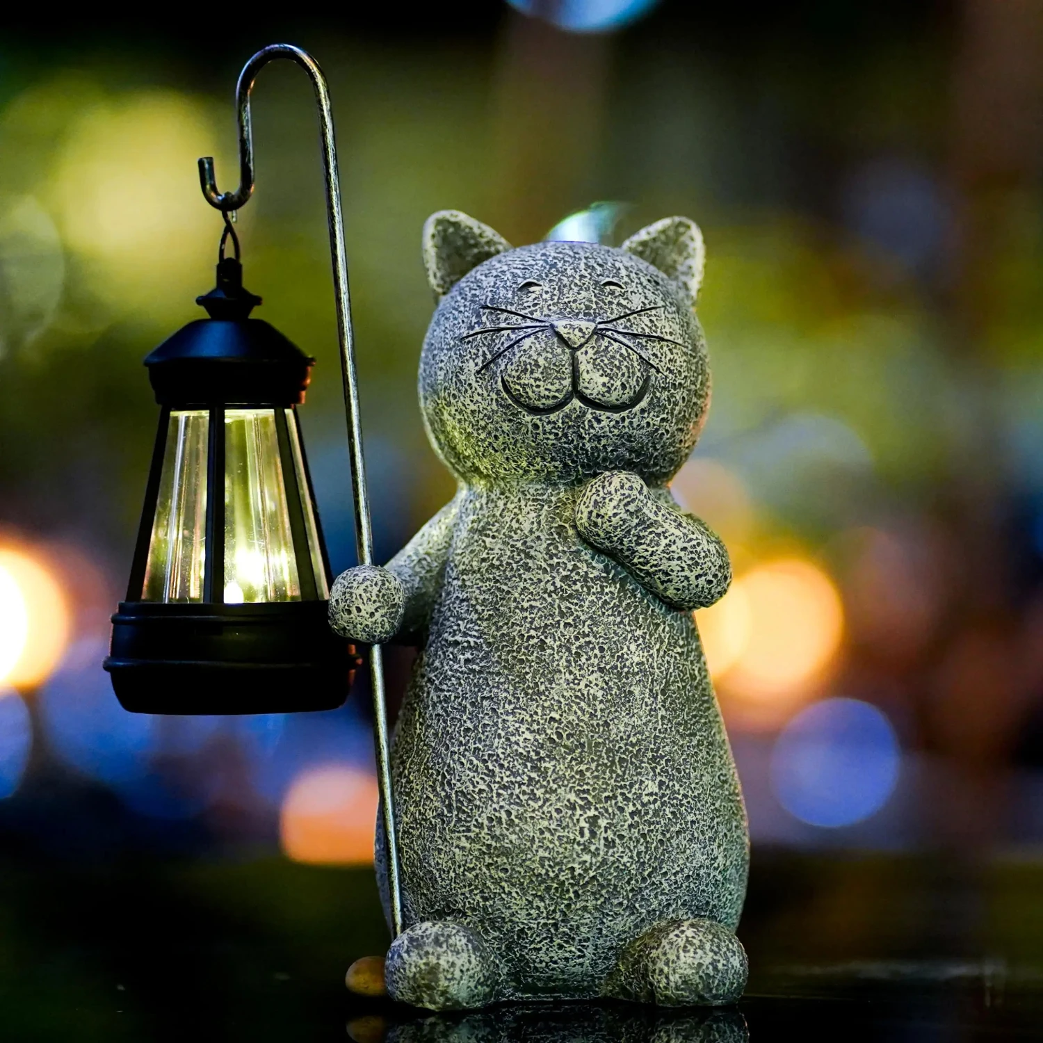 Beautiful Cat Statue Solar Garden Ornament with Solar Lights for Outdoor Decoration, Perfect Birthday Gift for Mom or Lady, Suit