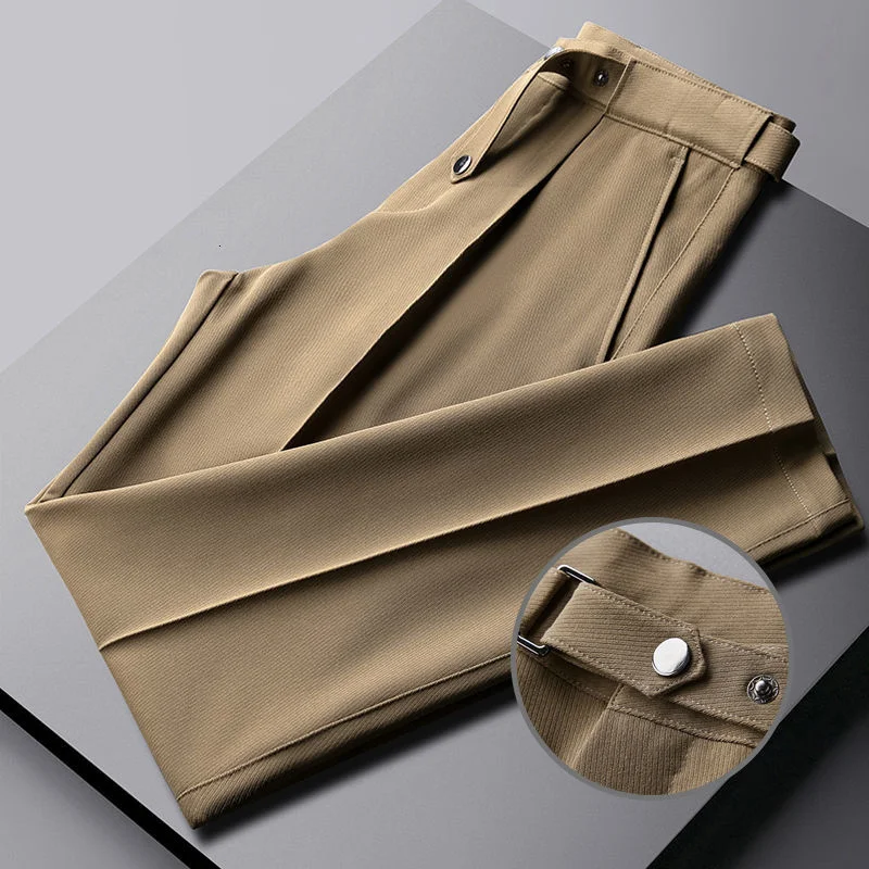 

Office Pant Solid Color Dress Pant Erkek Pantolon Straight Comfortable Trouser Men Gentleman Luxury Pant British Korean Men Pant