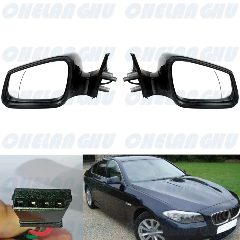 Mirror Assembly For BMW E60 E61 LCI 520i 523i 525i 530i 2008 2009 2010 1 Pair 3 Pins Black Painted Power Adjust Memory Auto Fold