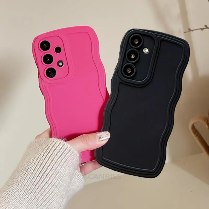 A 53 52s 32 kędzierzawy falisty płynny silikonowy pokrowiec do Samsung Galaxy A52 A53 A13 A23 A54 A14 A73 A33 A72 A32 4g 5g chroń miękką okładkę