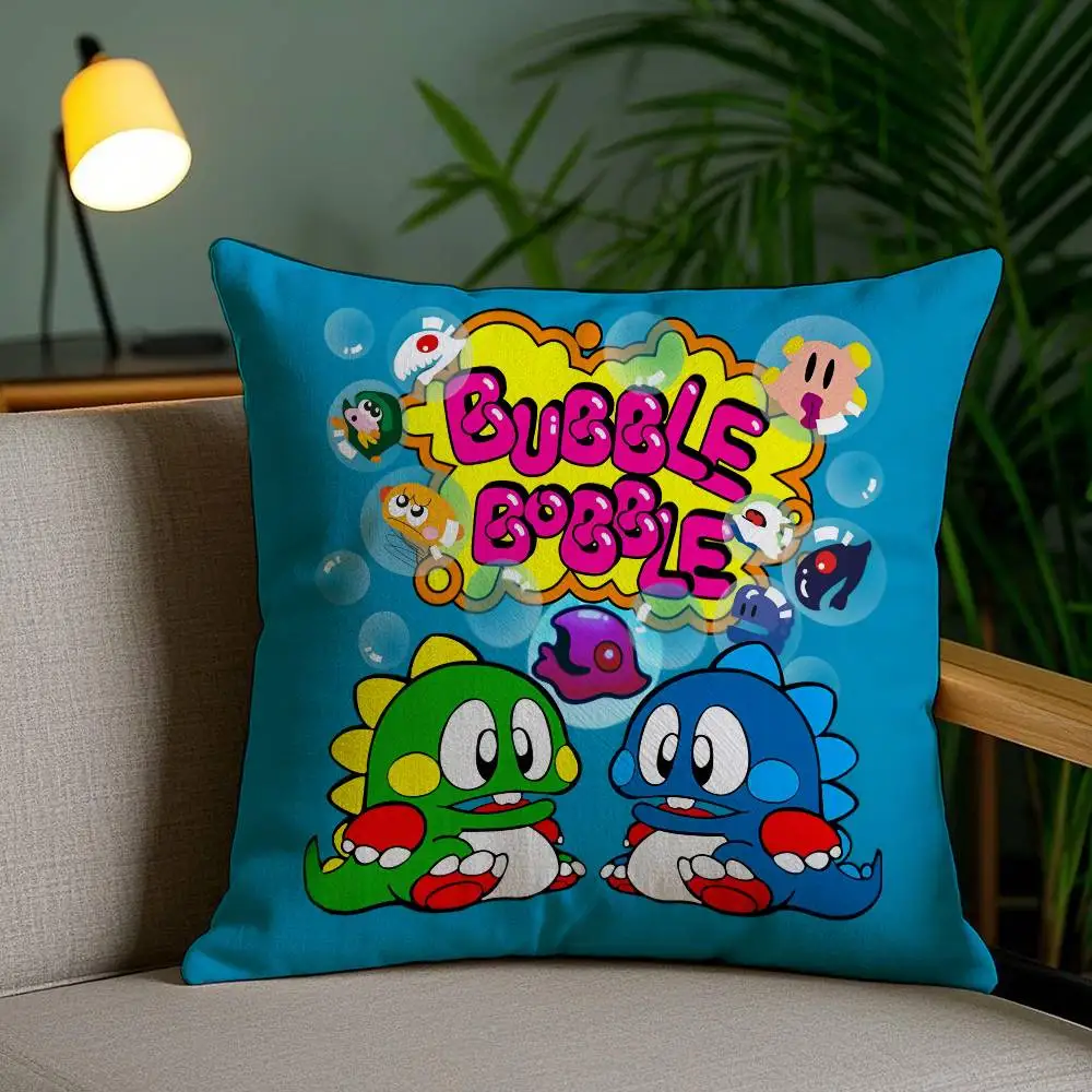Funda de almohada Game Bubbles B-Bobble, fundas de almohada cuadradas decorativas, funda de cojín con estampado de doble cara para sofá, regalo de decoración del hogar