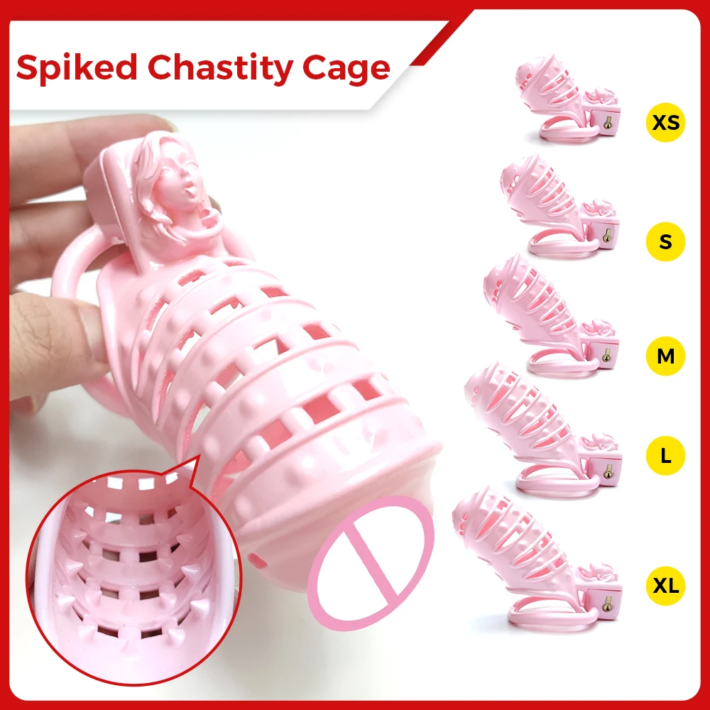 

Pink Spiked BDSM Cock Cage Pussy Vaginal Chastity Devices Cage Male Bondage Slave Penis Ring Sex Shop 18+ Gay Ladyboy Sex Toys