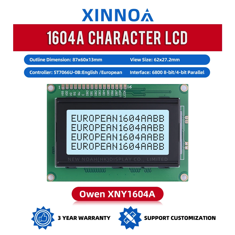 European Gray Film Black Letters 1604A LCM LCD Display Screen 04*16 Controller ST7066U Character Module Stable Supply Of Goods