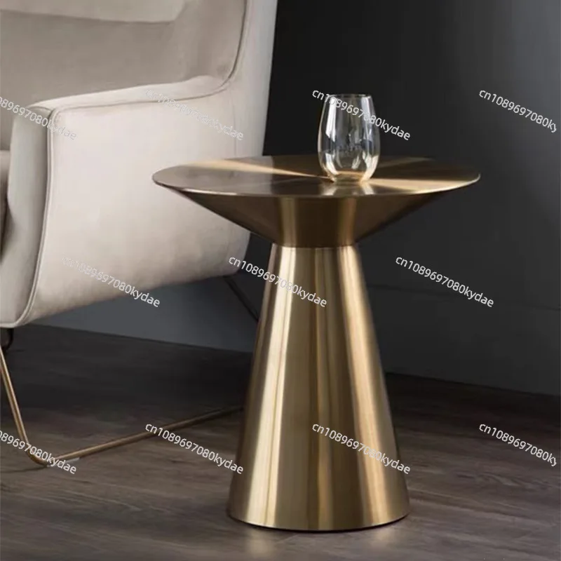 Titanium Original Color All Stainless Steel Edge Table Conical Simple Living Room, Hotel Lobby Club Corner Table