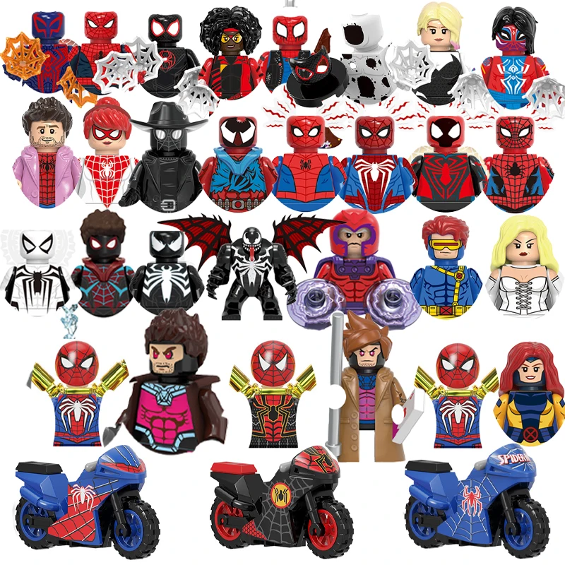 Конструктор Marvel Legends: Человек-паук на мотоцикле, мини-фигурки Майлза, развивающие игрушки DIY, подарки