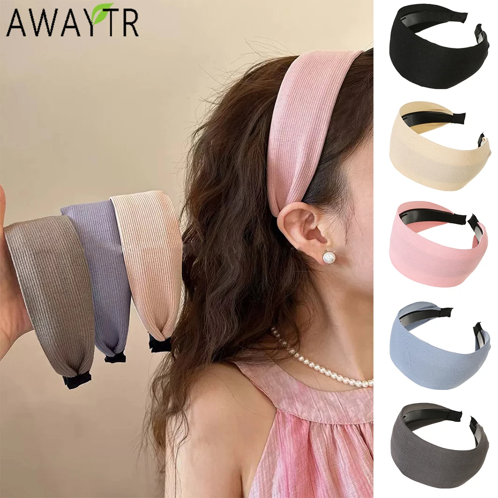 AWAYTR Fascia per capelli liscia in tinta unita Strisce intrecciate Cerchietto per capelli per ragazze Fascia per capelli con bordo largo Accessori per capelli Fascia per capelli