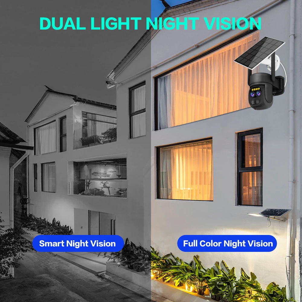 Caméra de surveillance extérieure solaire WiFi 8MP, dispositif de sécurité sans fil, avec suivi automatique, n\'aime PTZ 10X, vision nocturne, 4K AI