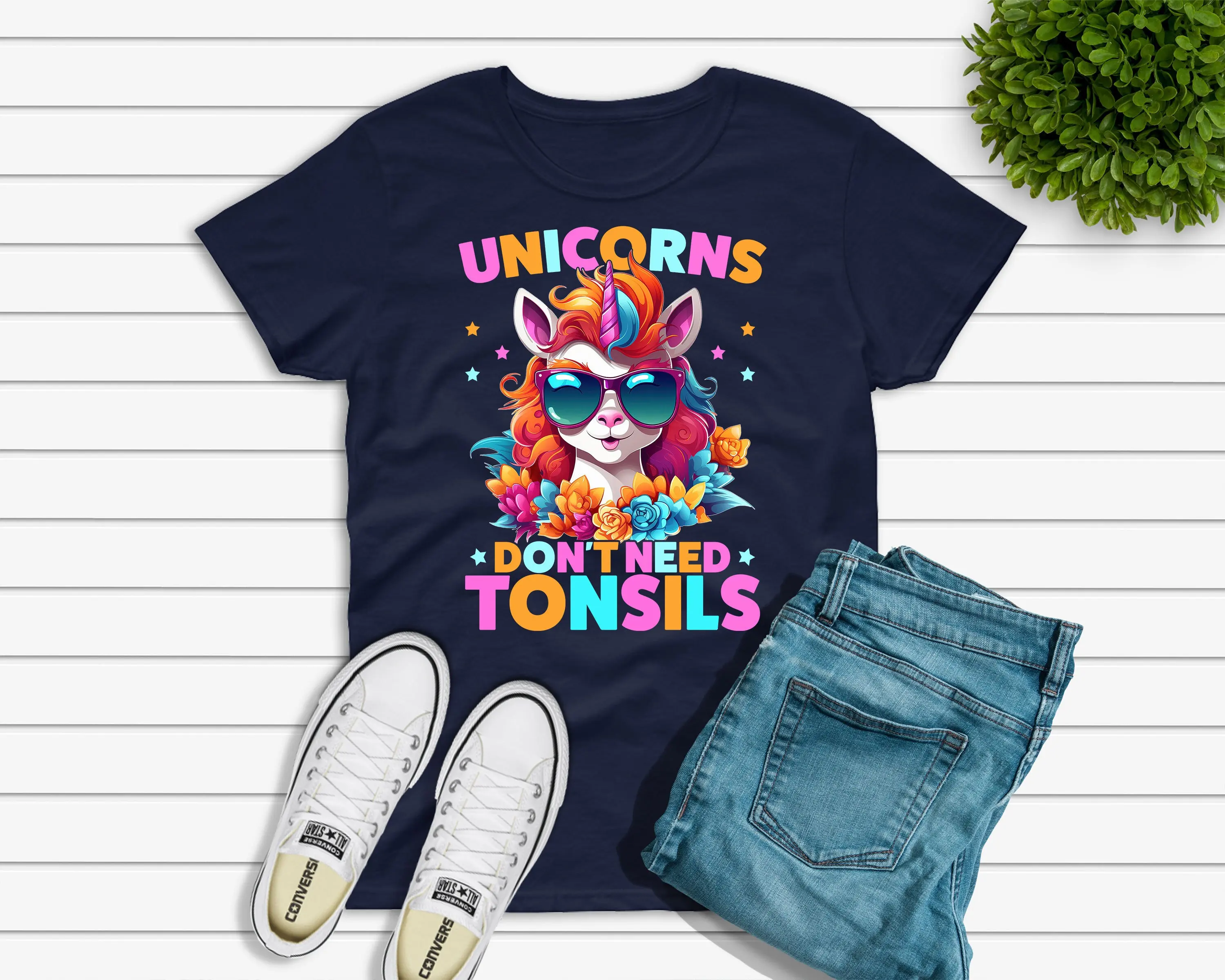 Unicorns Don'T Need Tonsils Removal Surgery T Shirt For Kids Girls Tonsillectomy Recovery Funny Tonsil Unicorn