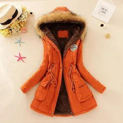 Women's Quilted Coats White Hooded Long Winter Jacket with Pure Color Warm Fleece Lining Windproof Mid-Length Outwear 2024