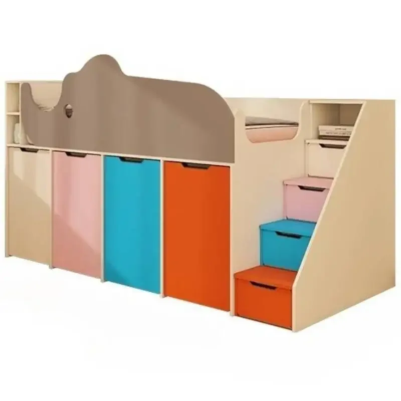 

Двухъярусная детская кровать, деревянная конструкция с защитными бортиками, современный дизайн каркаса, мебель для дома в стиле Single Camas Infantiles