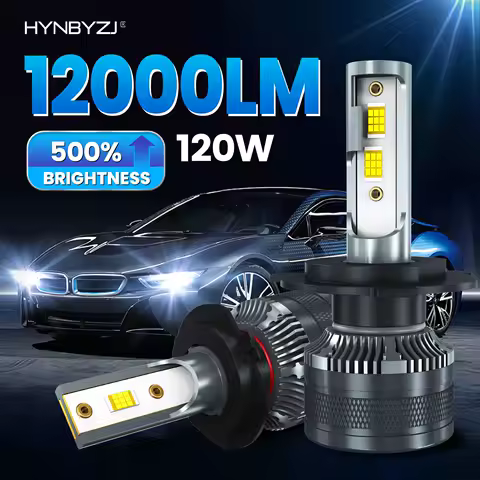 HYNBYZJ 120W 12000LM LED H1 H4 H7 H8 H11 HB3 HB4 HR2 9003 9005 9006 9012 9007 9008 6000K Car Headlight Auto Fog Lamp (2 Pack)