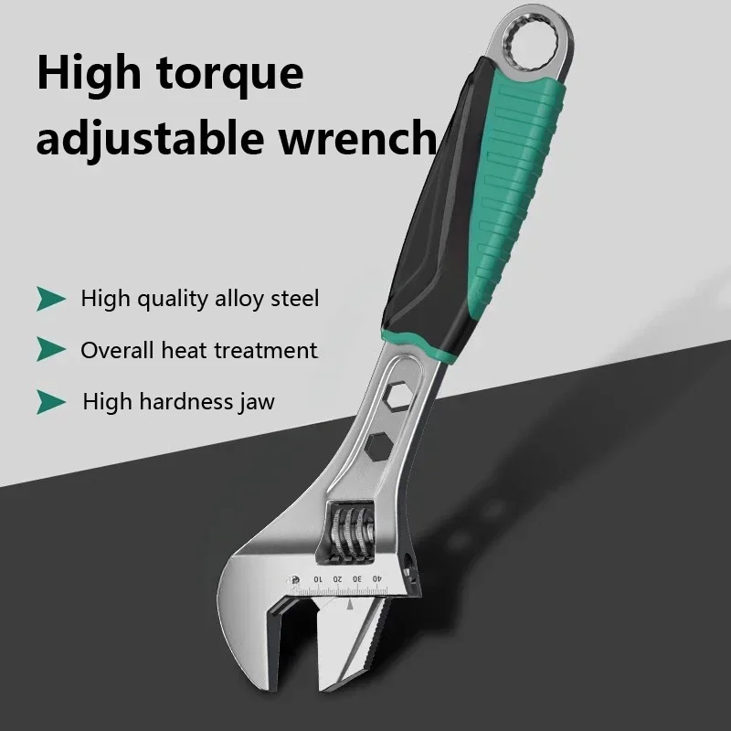 Adjustable Wrench Multifunctional Dual-Purpose Adjustable Wrench 8 10 12 15 Inch Household Open Bathroom Pipe Adjustable Wrench