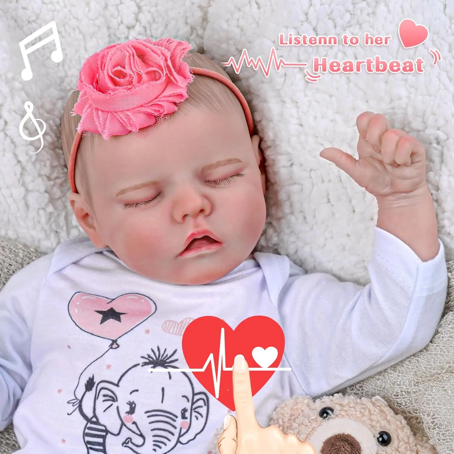 2 in 1 Lifelike Reborn Baby Dolls with Heartbeat and Coos, 20-Inch Soft Baby Feeling Realistic-Newborn Baby Dolls Interactive