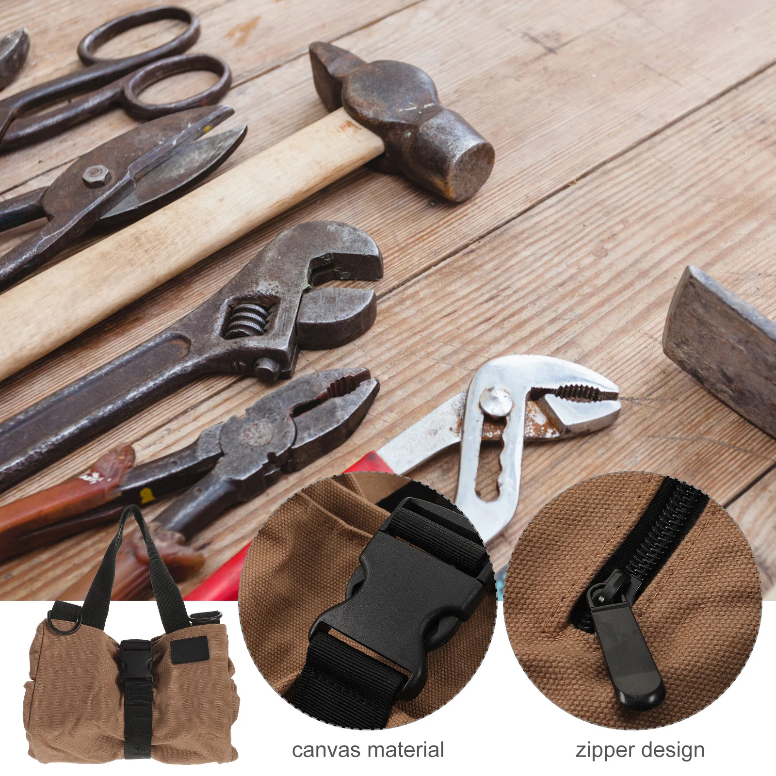 

Tool Roll 6 Pockets Canvas Zipper Pouch Wear Resistant Auto Tool Organizer Spanner Case for Car Canvas Pouch Organizer