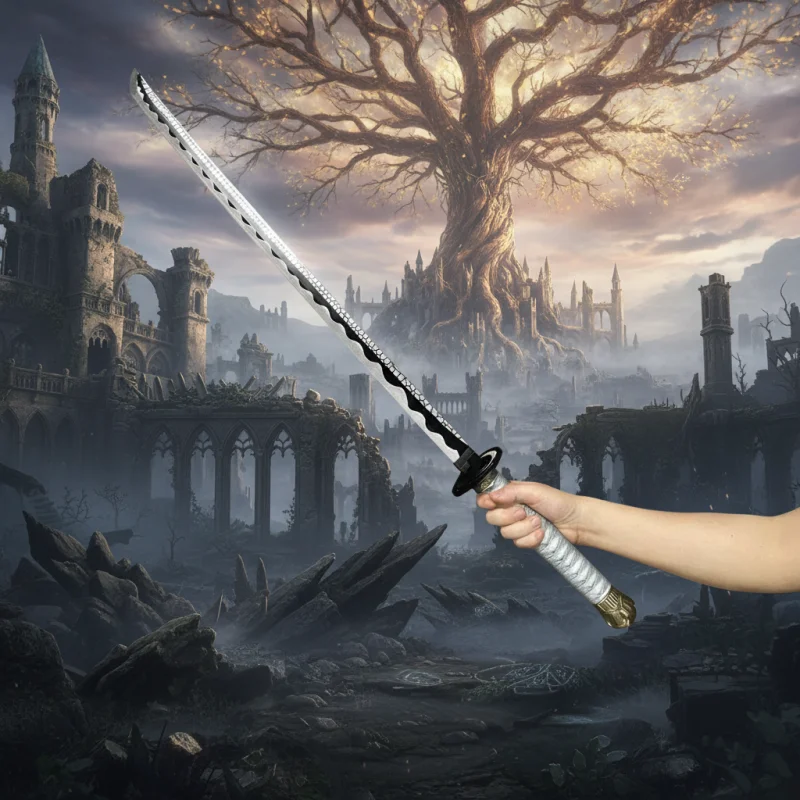 

40inch/103cm Moonveil Katana Elden Knife Game Sword Anime Cosplay Prop Real Size Japanese Moonveil Katana Samurai Sabre Toy Gift