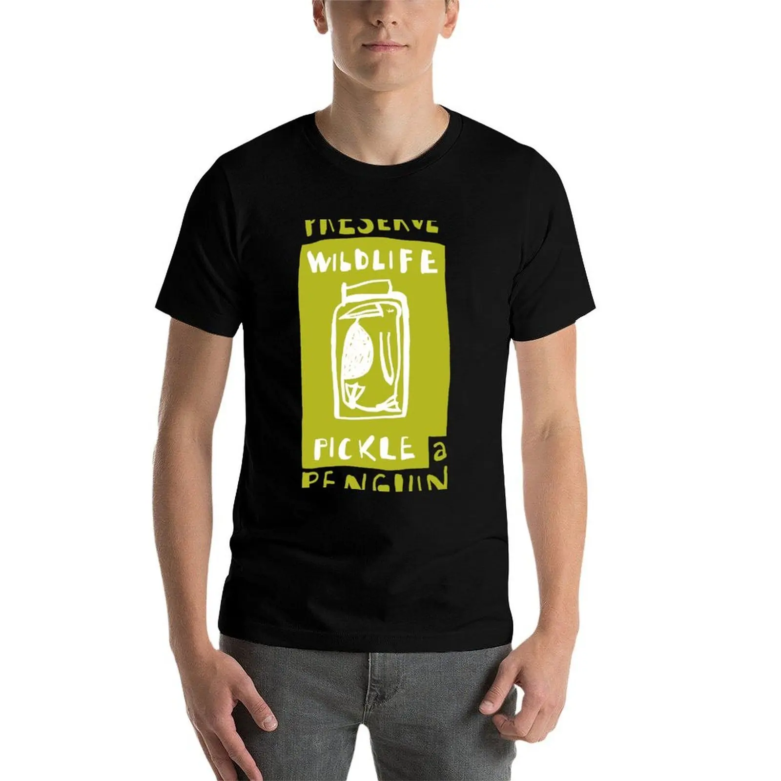 Pickle a Penguin 티셔츠 티셔츠 남성용 럭셔리 티셔츠 남성용 슬림핏 티셔츠
