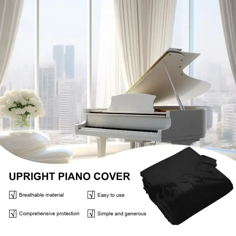 Upright Piano Cover Dustproof Moistureproof Piano Protective Cover Light Soft Washable Piano Cover Easy Keyboard Access Without