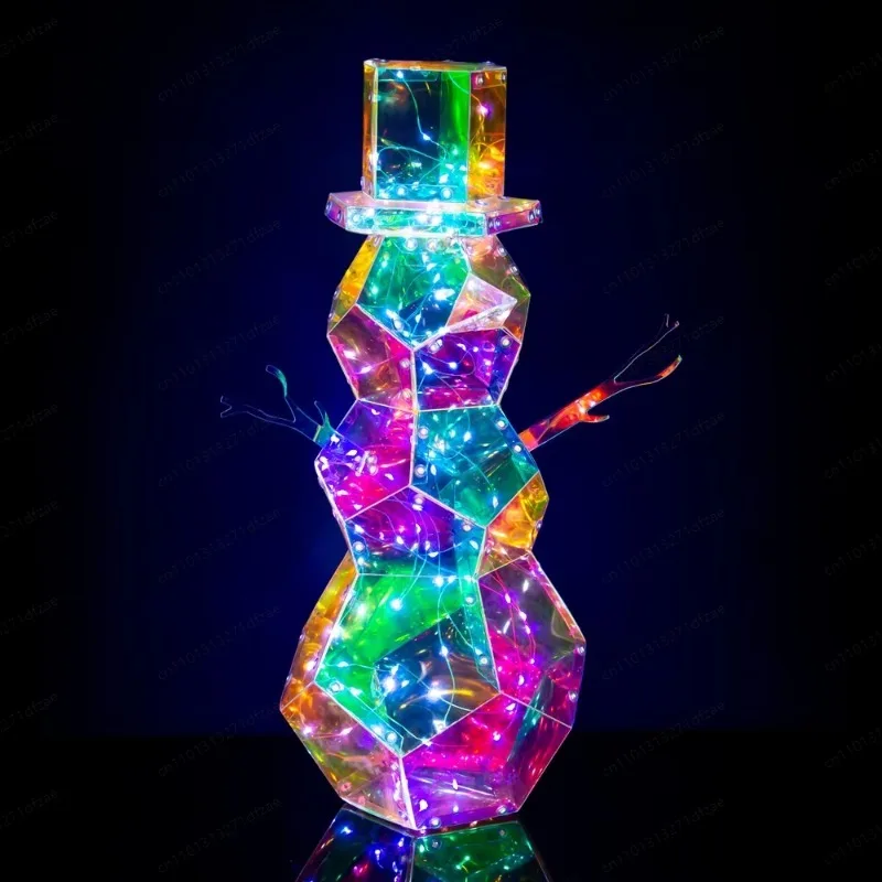Indoor and Outdoor 3-story Home Decoration Prism Light Emitting Diode Plastic Christmas Snowman