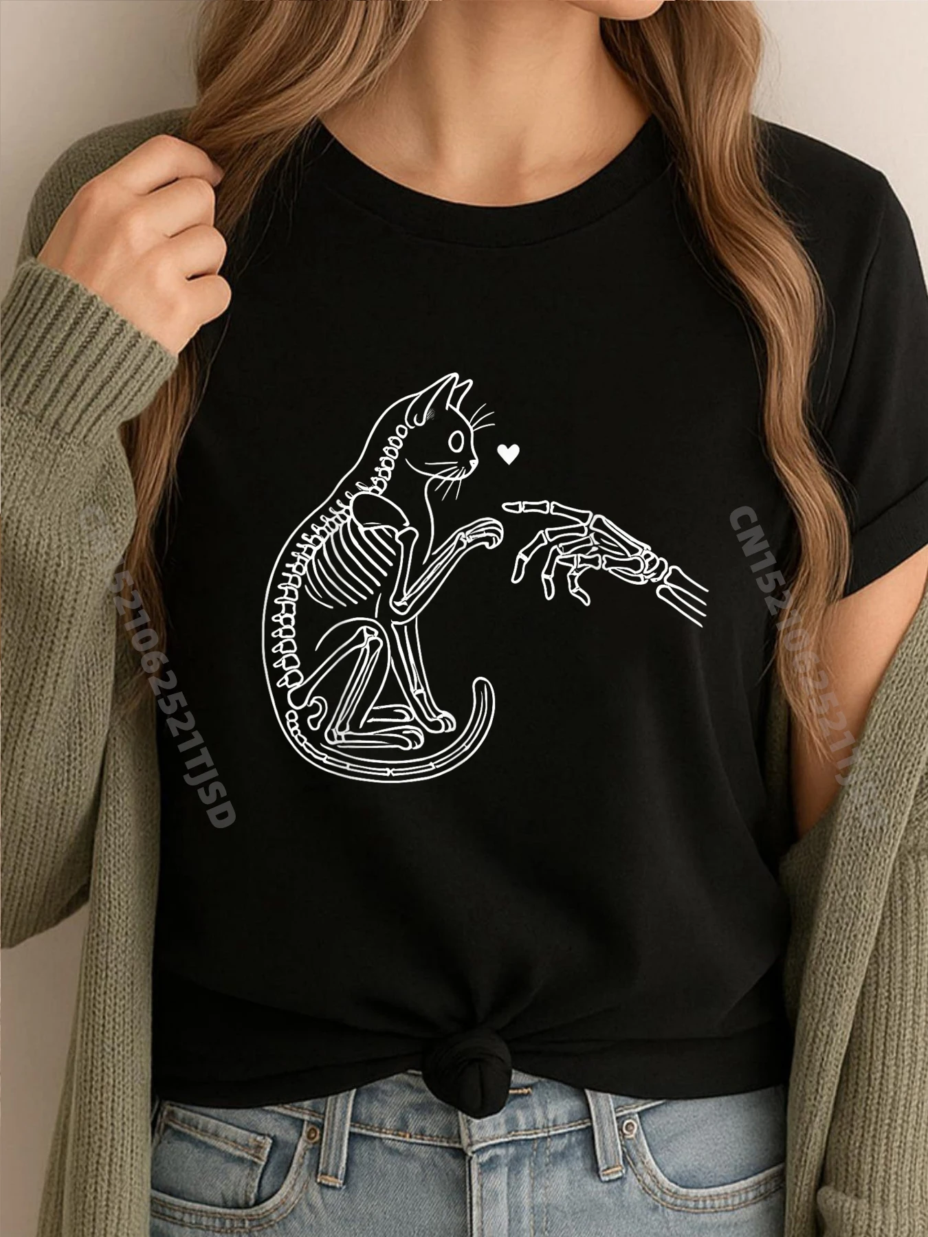 

Cat Skeleton Hand Halloween Pet Funny T Shirts Men's T-Shirts Father's Day