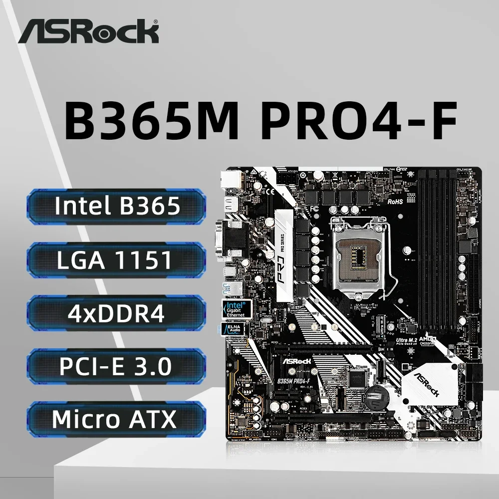 ASRock B365M Motherboard LGA 1151 Intel B365 DDR4 2666 Supports 9th and 8th Gen Intel Core Processors PCIe 3.0 USB 3.1 Micro ATX