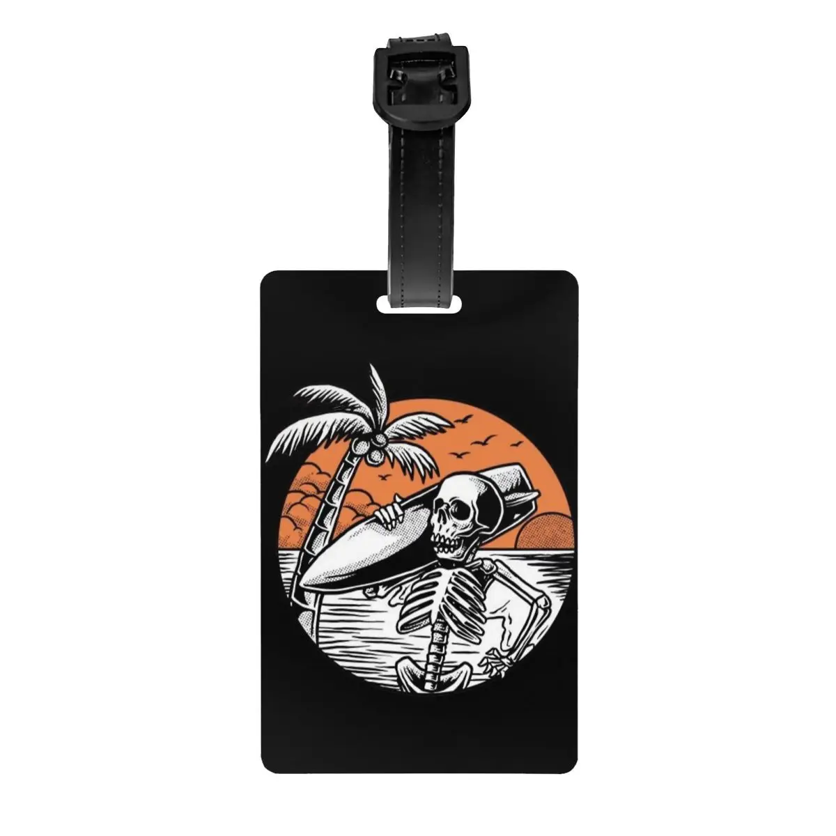 

Custom Summer Surf Skeleton Surfing Luggage Tag Privacy Protection Baggage Tags Travel Bag Labels Suitcase