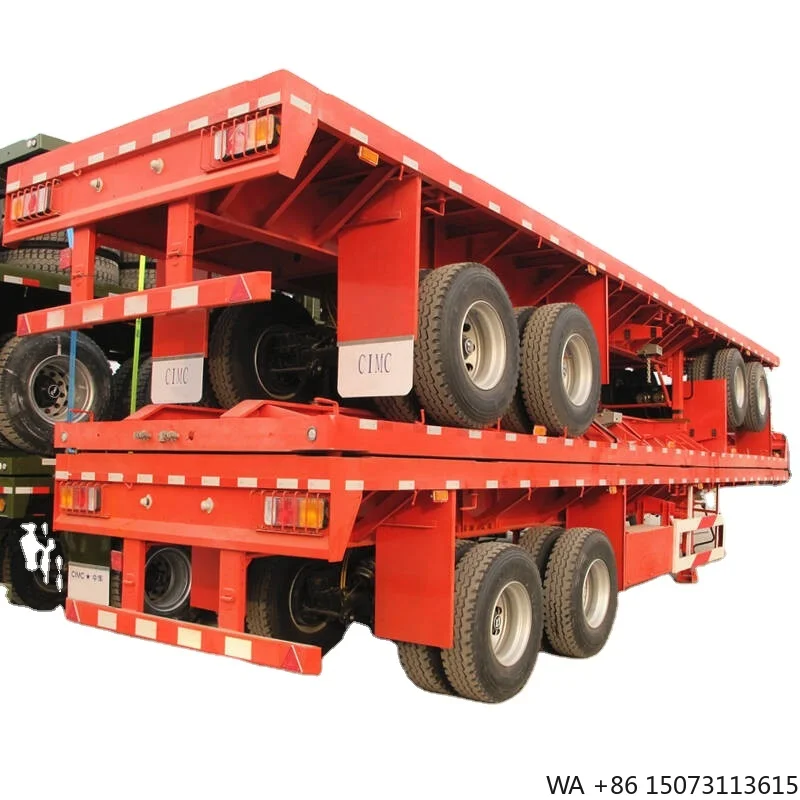 3 Axle Flatbed Steel Container Skeleton Semi Trailer Durable for Construction Machinery Transport