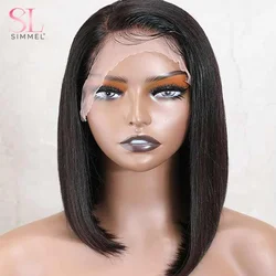 Straight Short Bob Human Hair Wigs for Black Women Lace Part Brazilian Hair Wigs Remy Hair Middle Part Side For Brown Women