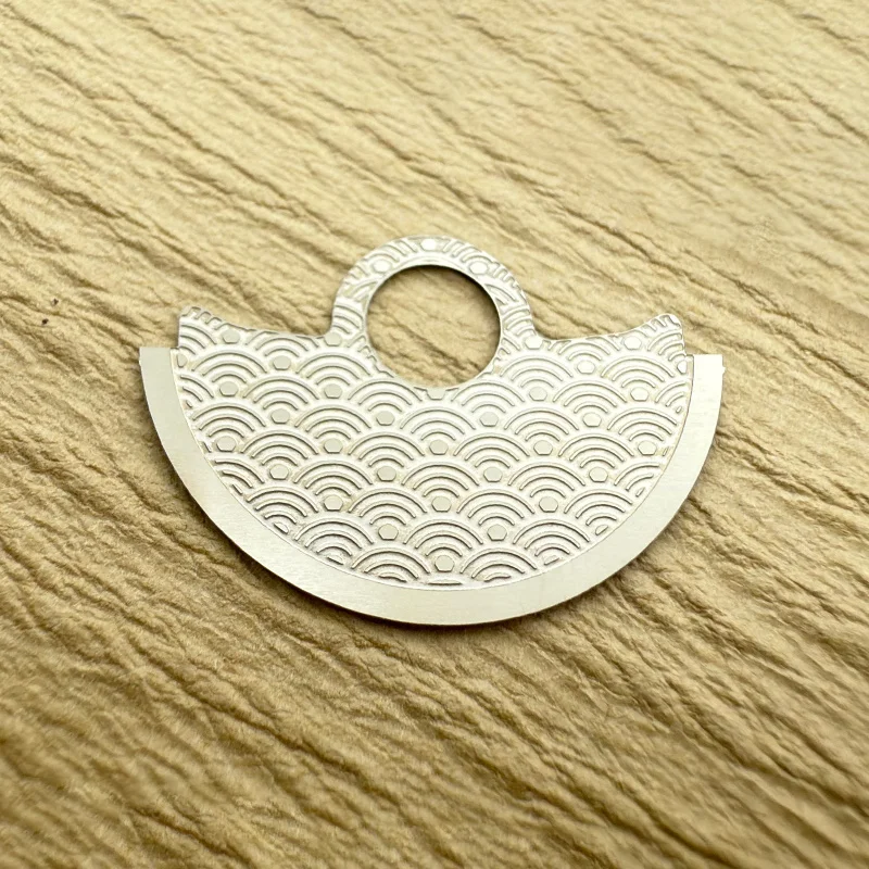 Mod NH34 Wave Pattern Automatic Hammer Rotor Metal Patch Fits 4R35 4R36 NH35 NH36 NH38 7S Movement SKX007 Watch Retrofit Parts image 4