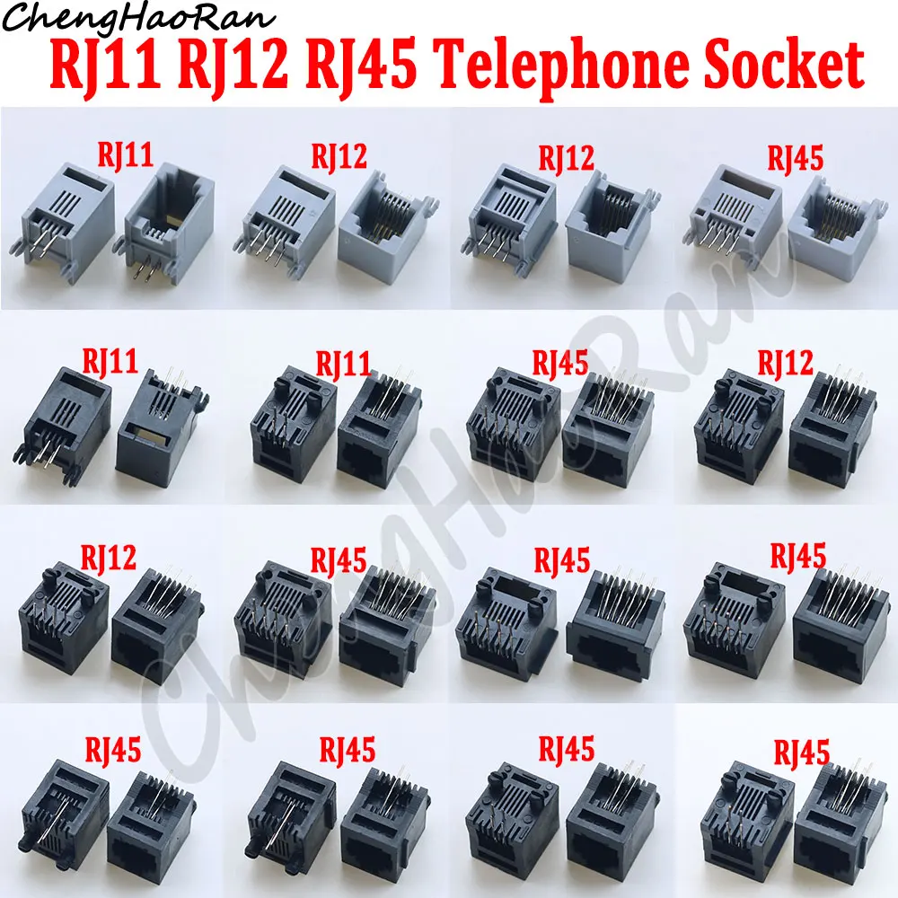 

2 Pcs RJ11 RJ12 RJ45 Telephone Socket Connector 4P4C 6P2C 6P4C 6P6C 8P8C Plug Computer Internet Network PCB Jack Female Socket